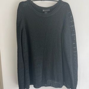 Lane Bryant sheer loose knit sweater black split open back flyaway size 18/20